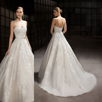 Splendido abito da sposa impero con motivi floreali in perle articolo 7814 The Sposa Group